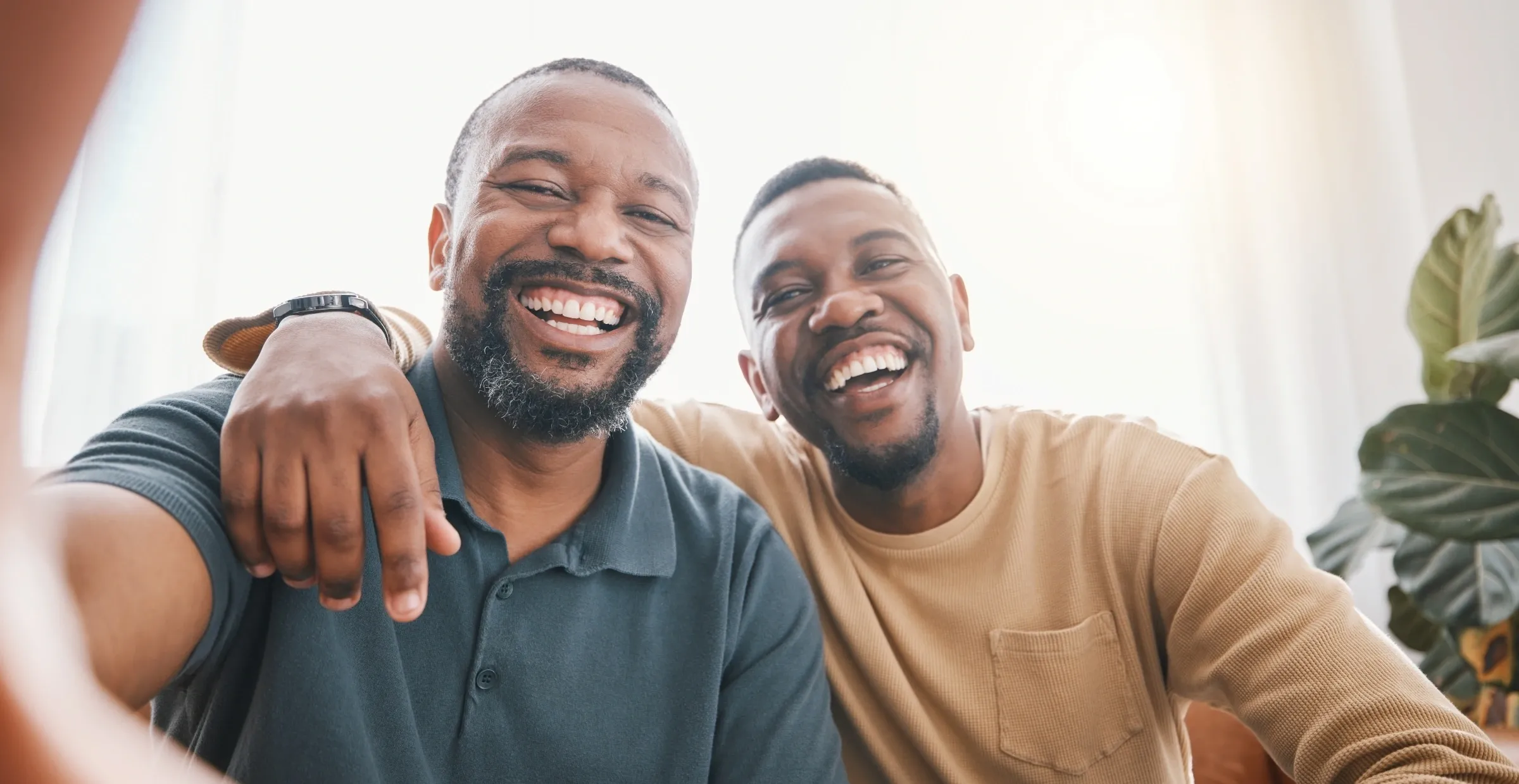 two middle-aged friends hanging out together